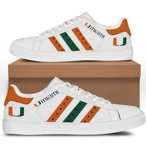 University of Miami NCAA White Orange Stans Shoes